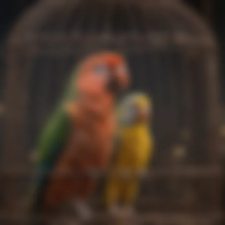 Safety features in a bird cage ensuring the well-being of small parrots