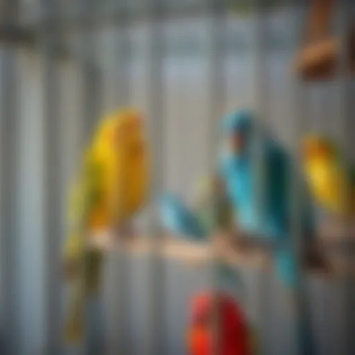 Spacious love bird cage with vibrant toys