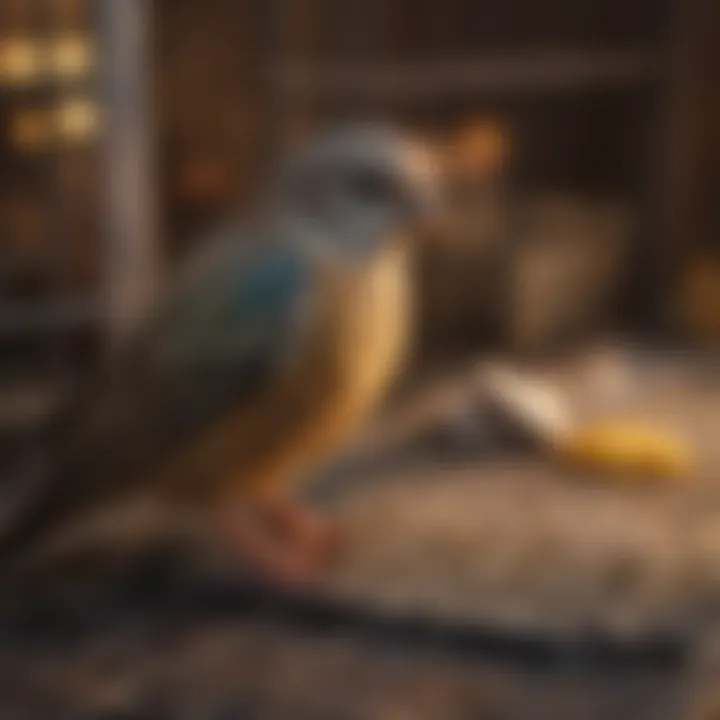 Close-up of different mat materials for bird cages