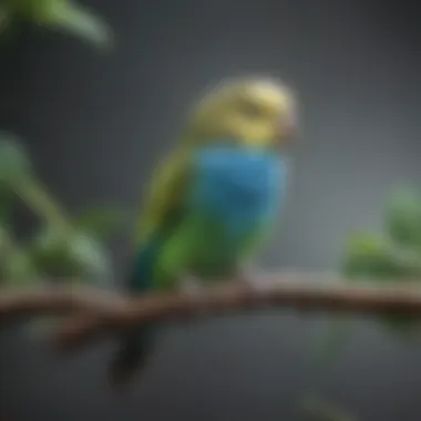 A colorful budgie perched on a branch