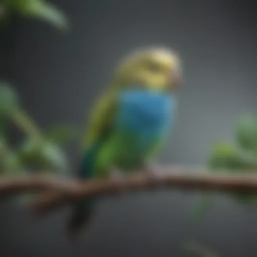 A colorful budgie perched on a branch
