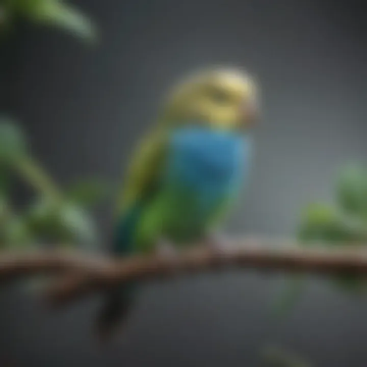 A colorful budgie perched on a branch
