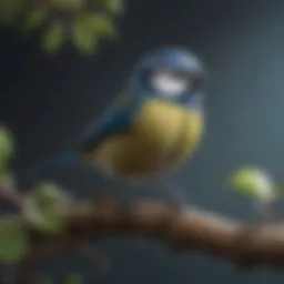 A beautifully crafted bird mug showcasing a vibrant blue tit perched on a branch.