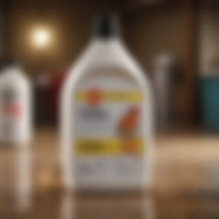 A close-up of a label on a cleaning product highlighting harmful ingredients to avoid.