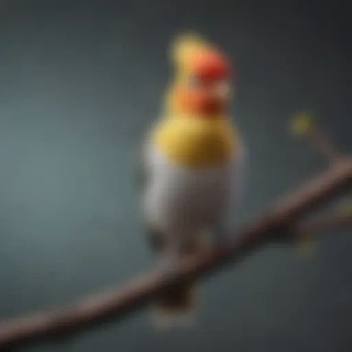 A colorful cockatiel perched on a branch