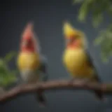 Colorful cockatiel perched on a branch