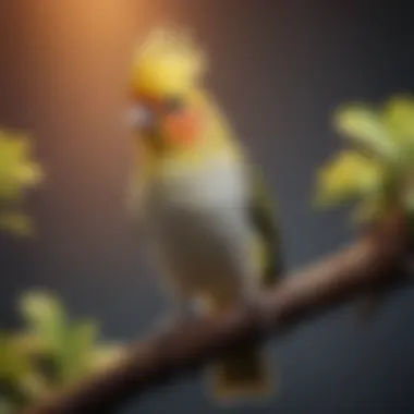 A vibrant cockatiel perched on a branch