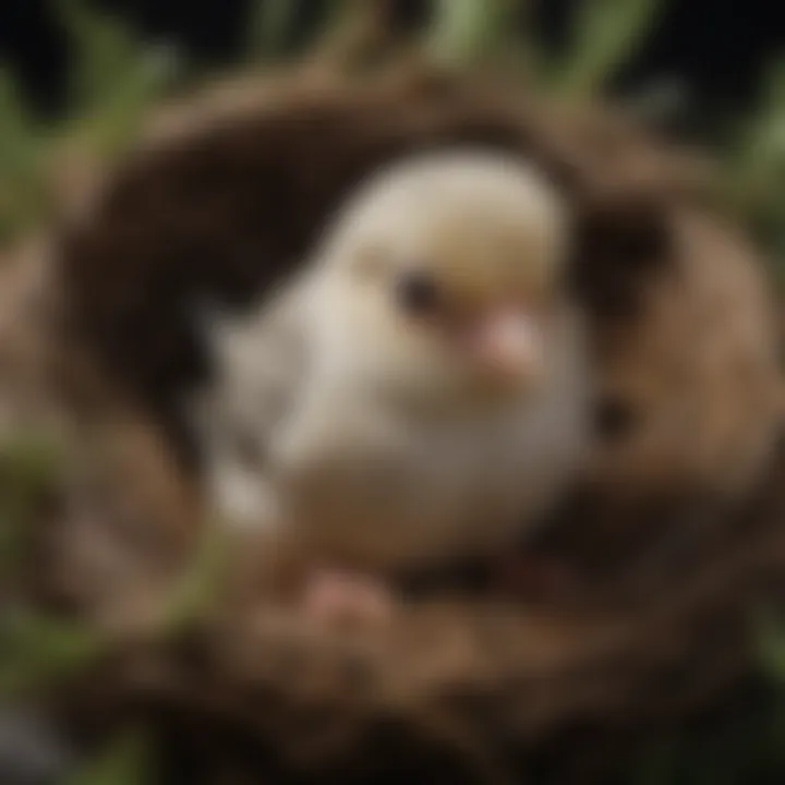 Cockatiel hatchlings in their nest after hatching