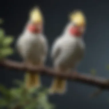 A vibrant cockatiel perched on a branch