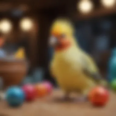 Colorful Toys for Cockatiels A colorful selection of toys designed for cockatiels.