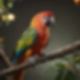 A vibrant parrot perched gracefully on a branch, showcasing its colorful feathers.