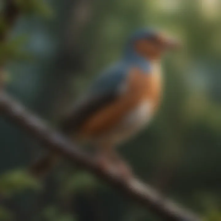 A serene environment with a bird perched on a branch, representing recovery.