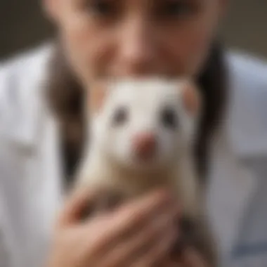 Regular Health Check-ups for Ferrets Veterinarian examining a ferret