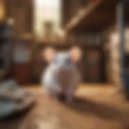 Cozy habitat setup for pet mice with bedding and accessories