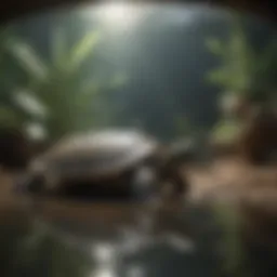 A detailed view of a well-structured turtle habitat