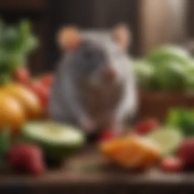 Nutritious meal for pet rats showcasing fresh fruits and vegetables