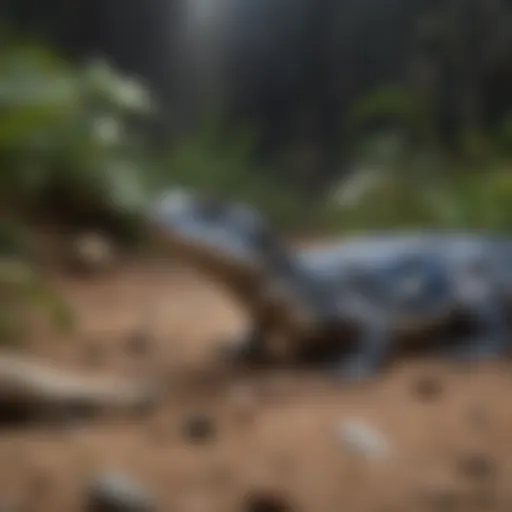 A beautifully arranged habitat for a northern blue tongue skink with natural elements.