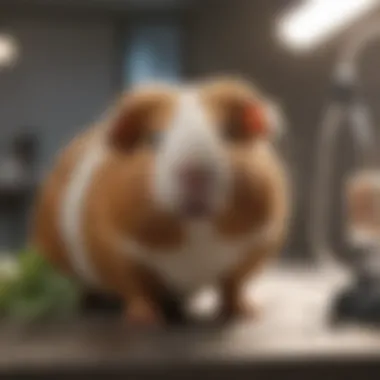 Healthy guinea pig receiving a veterinary check-up