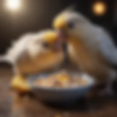 Cockatiel enjoying a nutritious meal