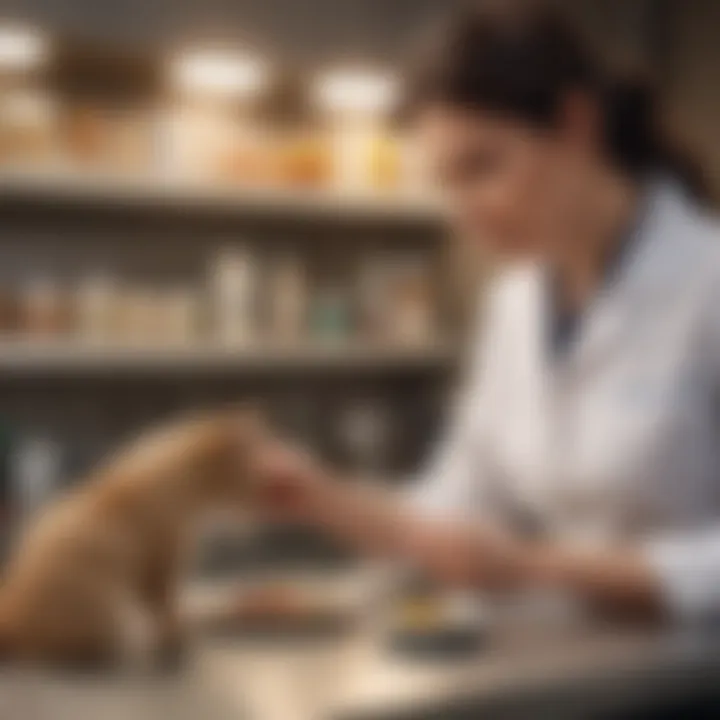 Veterinarian analyzing a pet's dietary needs with a nutrition assessment tool