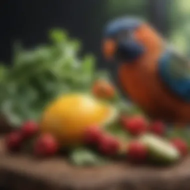 Fresh fruits and vegetables for birds