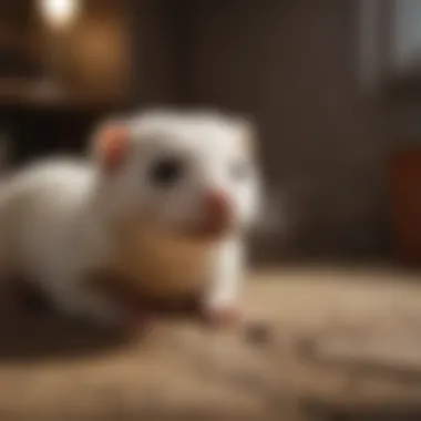 A ferret engaging in a playful training session with owner