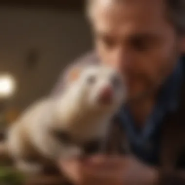 A veterinarian examining a ferret, highlighting the importance of professional dietary guidance.