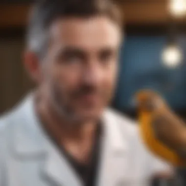 Bird owner discussing care options with a vet