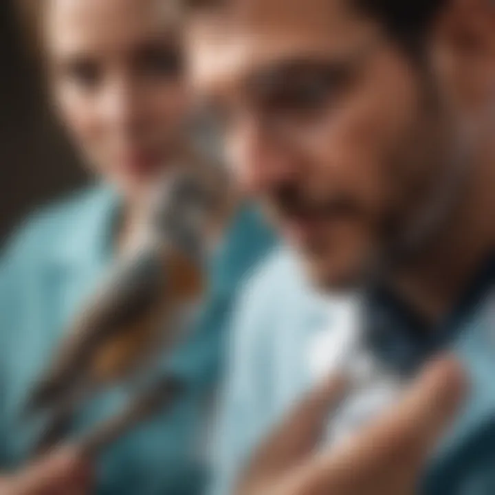 Veterinarian examining a bird with a stethoscope