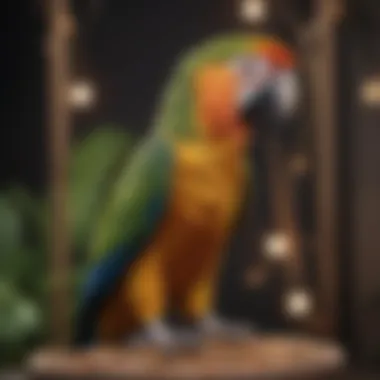 Detailed Features of a Parrot Play Stand Close-up of a play stand showcasing its features and textures