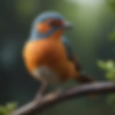 A bird perched on a branch, healthy and vibrant