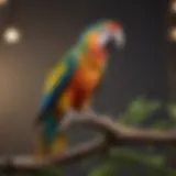 A colorful parrot perched on a branch, showcasing avian beauty