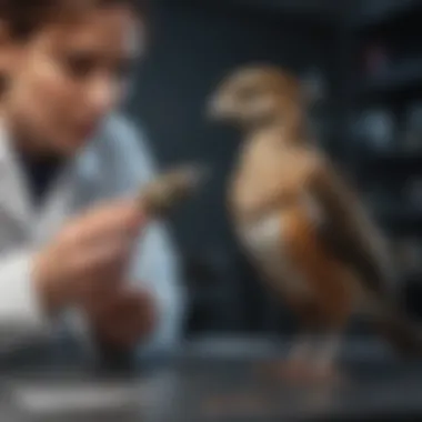 An avian veterinarian examining a bird with care and expertise