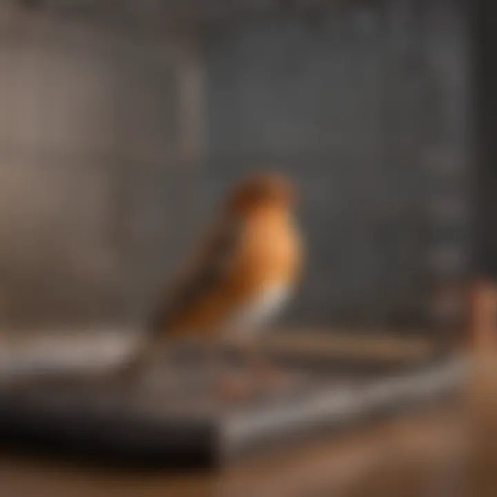 A bird happily perched on a clean, well-maintained cage floor, emphasizing hygiene and comfort