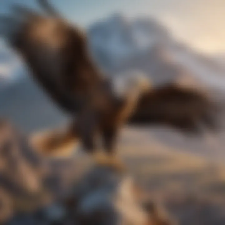 A majestic eagle soaring high above a mountain range