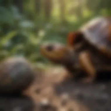 A box turtle exhibiting natural behaviors in a safe environment