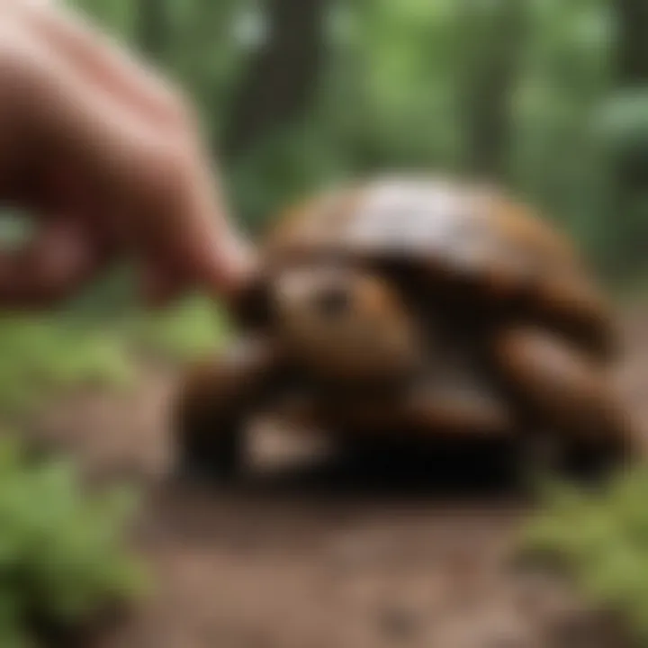 A box turtle being monitored for health check-ups