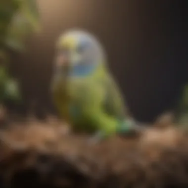 Budgie Nesting Behavior Illustration of a budgie engaging in nesting behavior in its habitat