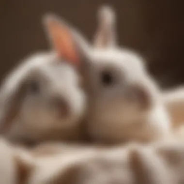 Newborn bunnies snuggled together