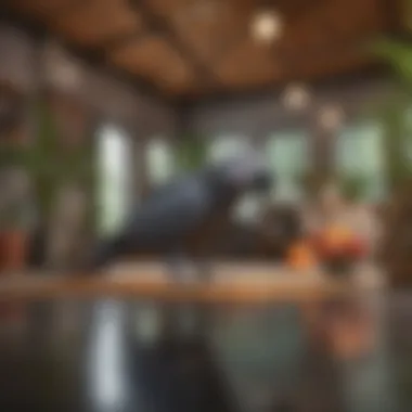 A spacious and enriching environment for an African Grey Parrot
