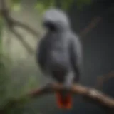 African Grey Parrot perched on a branch
