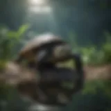 A well-designed aquatic turtle habitat showcasing natural elements