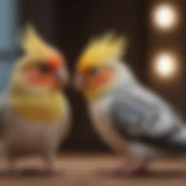 Cockatiel interacting with its owner