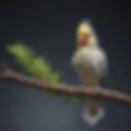 A vibrant cockatiel perched on a branch, showcasing its striking plumage.