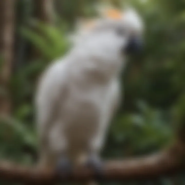 An aesthetically arranged environment for breeding cockatoos, highlighting suitable habitat features.