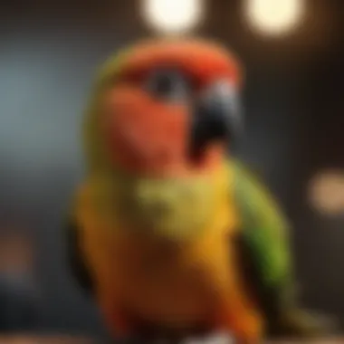 Conure Showcasing Learned Skills Conure demonstrating a training trick