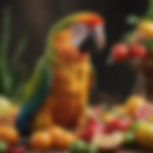 A vibrant assortment of fruits and vegetables suitable for parrots