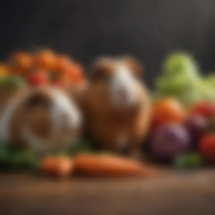 A colorful array of fresh vegetables suitable for guinea pigs