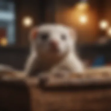 Comfortable Ferret in a Cozy Resting Space Well-cared ferret enjoying a cozy resting spot