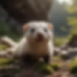 Ferret exploring a playful environment